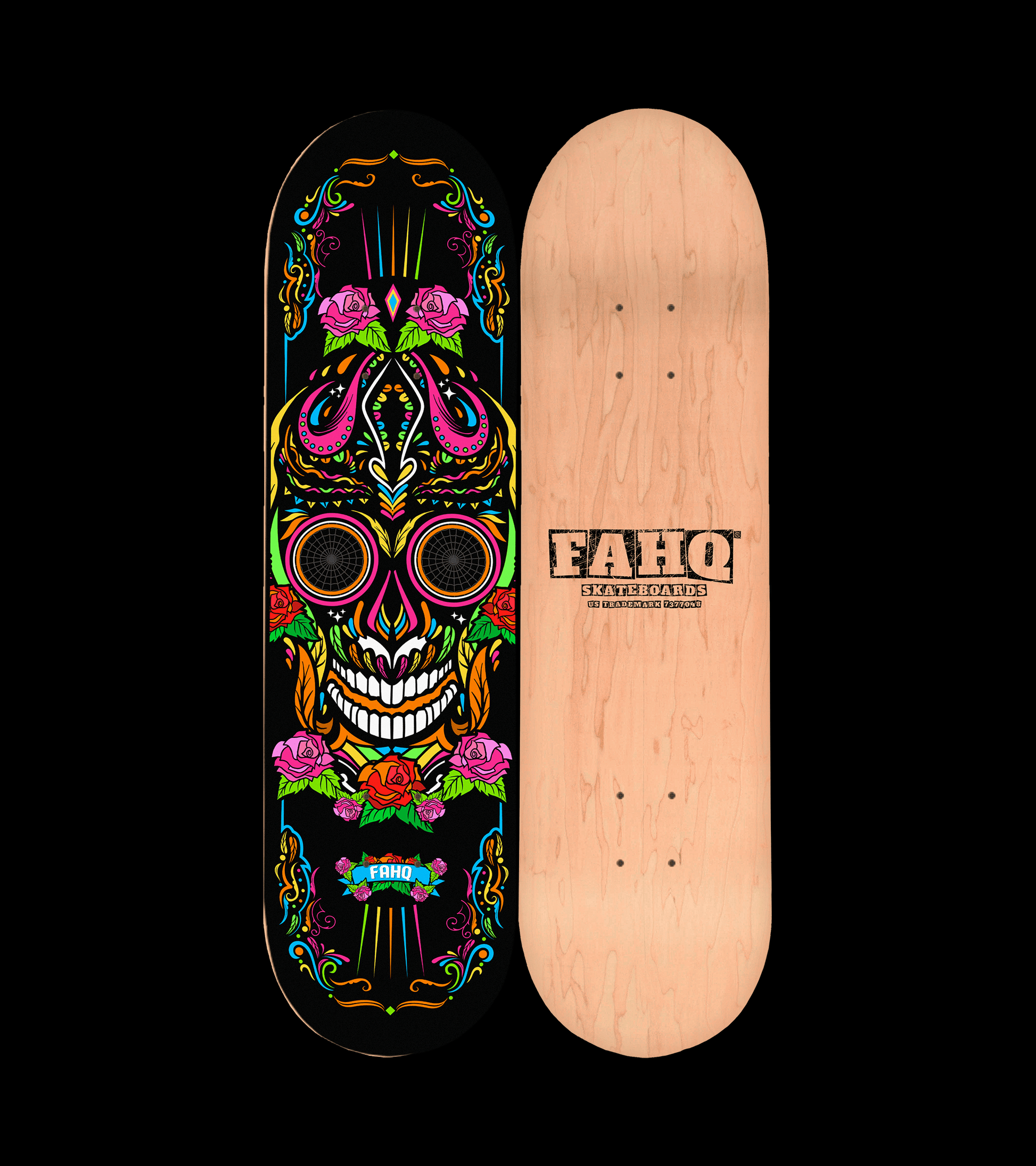 FAHQ Pro Model Sugar Skull Skateboard Deck