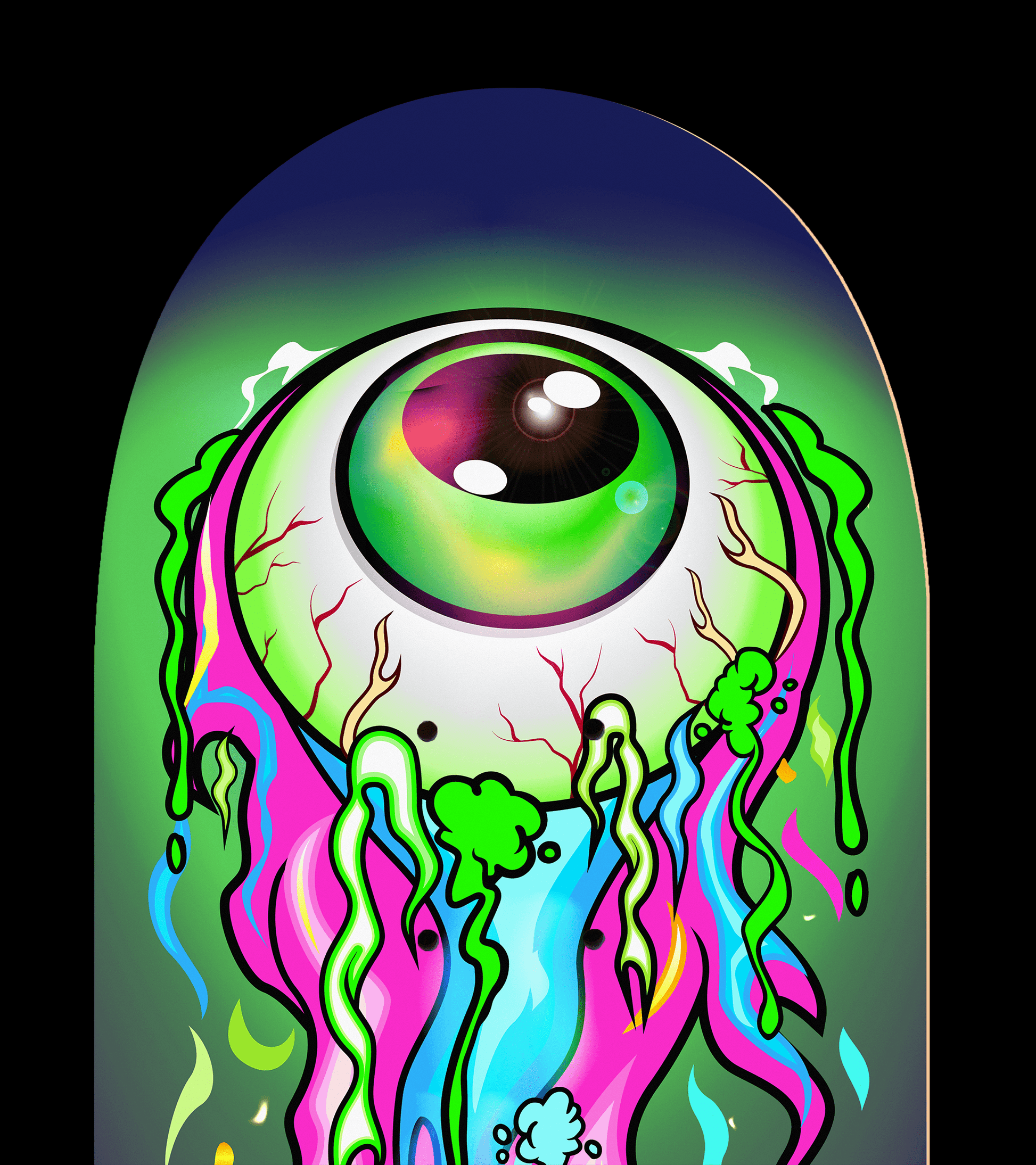 Flaming Eyeball Skateboard Deck Graphic