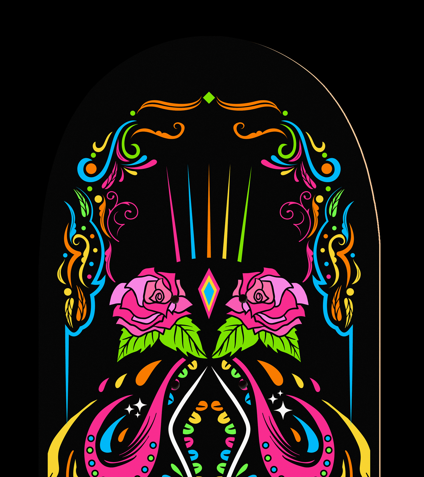 Sugar Skull Skateboard Deck Graphic